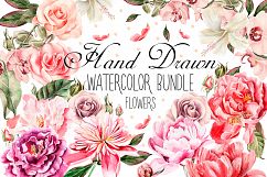 Hand Drawn Watercolor Bundle FLOWERS Product Image 1