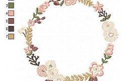 Floral Wreath Font Frame Monogram Design - EMBROIDERY DESIGN FILE - Instant download - Vp3 Hus Dst Exp Jef Pes formats hoop 4x4 5x7 6x10 Product Image 4