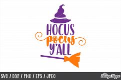 Hocus pocus y&#039;all SVG, Halloween, Witch hat, Broom, PNG, DXF Product Image 1