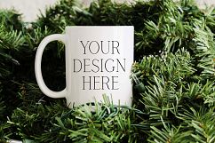 11 Ounce Pine Tree Christmas Mug Mockup Product Image 1