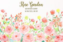 Watercolor Flower Collection Rose Garden, Watercolor Clipart Product Image 1