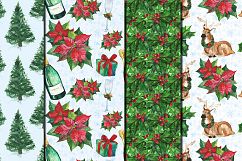 Watercolor Christmas Flowers seamless digital paper pack Product Image 4