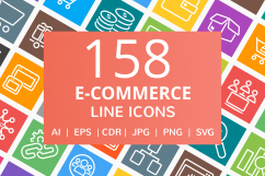 158 E-Commerce Line Multicolor B/G Icons Product Image 1