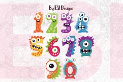 Monster Number Designs 0-9 | SVG DXF EPS PNG Product Image 1