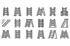 Step ladder icons set, outline style Product Image 1