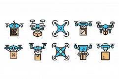 Drone delivery service icons set vector flat Product Image 1