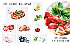 Bruschetta. Watercolor Product Image 2