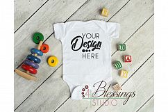 Blank White Baby Bodysuit Shirt Mockup - Baby Shirt Mock up Product Image 1