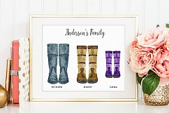 Watercolor country coat, country boots clipart Product Image 6