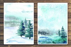 Winter backgrounds. Watercolor landscape Product Image 4