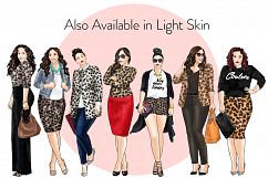 Fashion clipart - Curvy Girls in Animal Print - Dark Skin Product Image 4