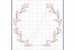Sakura Floral Wreath Font Frame Monogram Design - EMBROIDERY DESIGN FILE - Instant download - Vp3 Hus Dst Jef Pes formats hoop 4x4 5x7 6x10 Product Image 7