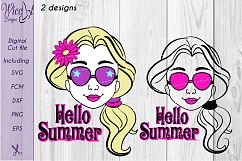 Summer girl, Cool girl, Hello summer, flower girl cut file Product Image 5