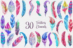 Watercolor Feathers Clipart, Pattern, Poster Collection Product Image 6