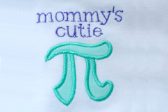 Mommy&#039;s Cutie Pi Symbol Applique Embroidery Design Product Image 2