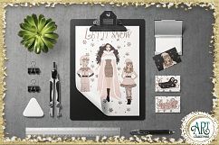Christmas Snow Queen in Rose Gold Glitter and Pink 21 PNG Product Image 15