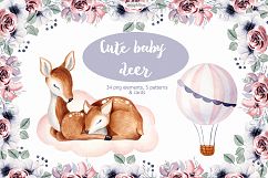Cute baby Deer Watercolor clipart Baby animals Product Image 1