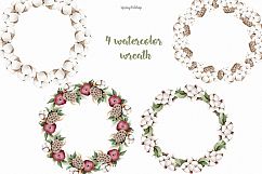Winter watercolor garnet &amp; cotton watercolor clipart Product Image 5