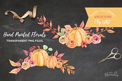 Watercolor Pumpkin Clipart Bouquets Harvest Autumn Fall   Product Image 5
