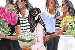 Fashion illustration clipart - Flower girls - dark skin Product Image 2