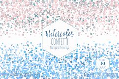 WATERCOLOR CONFETTI BORDER Clipart Commercial Use Confetti Transparent Overlays Blush Pink Blue Party Wedding Invitation Graphics Product Image 3
