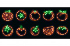 Tomato icons set vector neon Product Image 1