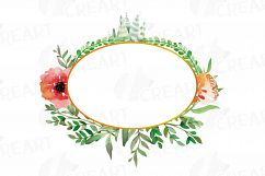 Watercolor floral wild leaves frames, printable borders Product Image 17