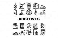 Food Additives Formula Collection Icons Set Vector Product Image 1