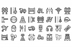 Highway construction icons set, outline style Product Image 1