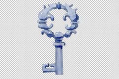 Watercolor vintage old keys PNG set   Product Image 6
