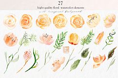 Nude &amp; gold flowers. Watercolour &amp; acrylic clipart. Product Image 2