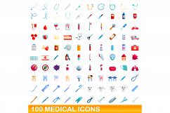 100 medical icons set, cartoon style Product Image 1