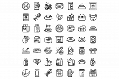 Cat food icons set, outline style Product Image 1