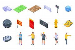 Referee icons set, isometric style Product Image 1