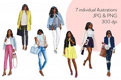 Fashion illustration clipart - Fashion Girls 21 - Dark Skin Product Image 2