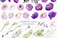 Ultra violet watercolor flowers Product Image 4
