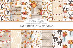 Fall Rustic Wedding Digital Paper - Autumn Rustic Deer Wedding Seamless Patterns Product Image 1