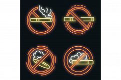 No smoking sign icon set vector neon Product Image 1