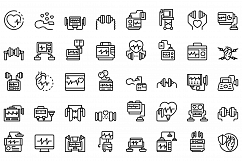 Defibrillator icons set, outline style Product Image 1