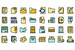 Storage of documents icons set vector flat Product Image 1