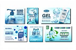 Hand Sanitizer Creative Promo Posters Set Vector Product Image 1