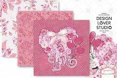 Roses Heart Valentine design digital paper pack Product Image 5