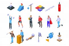 Effort icons set, isometric style Product Image 1