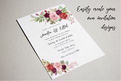 Watercolor Marsala Roses &amp; Foliage Product Image 10