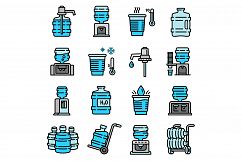 Cooler water icons set, outline style Product Image 1