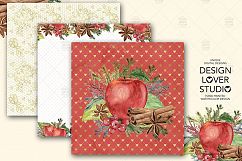 Watercolor Apple Cinnamon digital paper pack Product Image 5