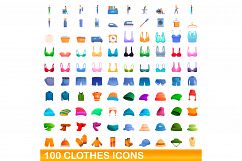 100 clothes icons set, cartoon style Product Image 1