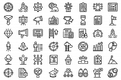 Successful career icons set, outline style Product Image 1