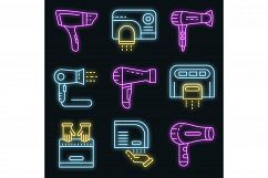 Dryer icons set vector neon Product Image 1