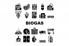 Biogas Energy Fuel Collection Icons Set Vector Product Image 1